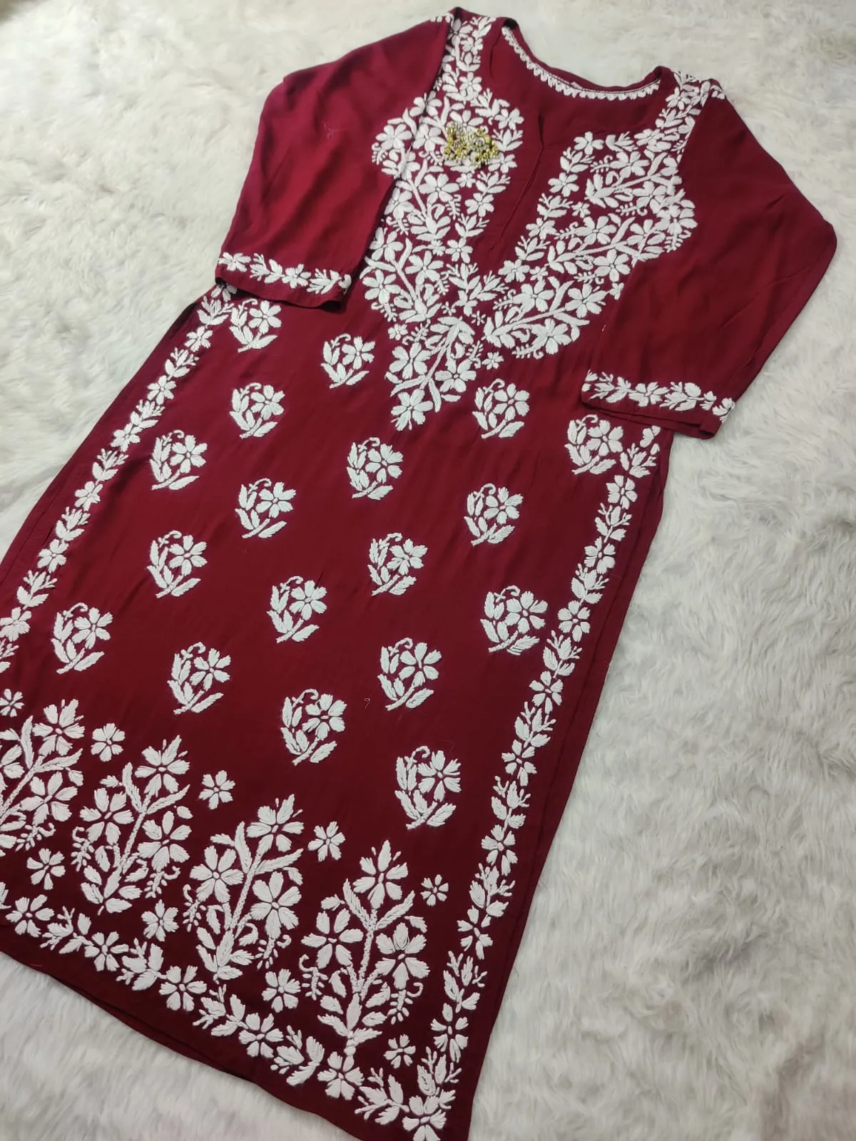 Mausam Modal Chikankari Straight Kurti