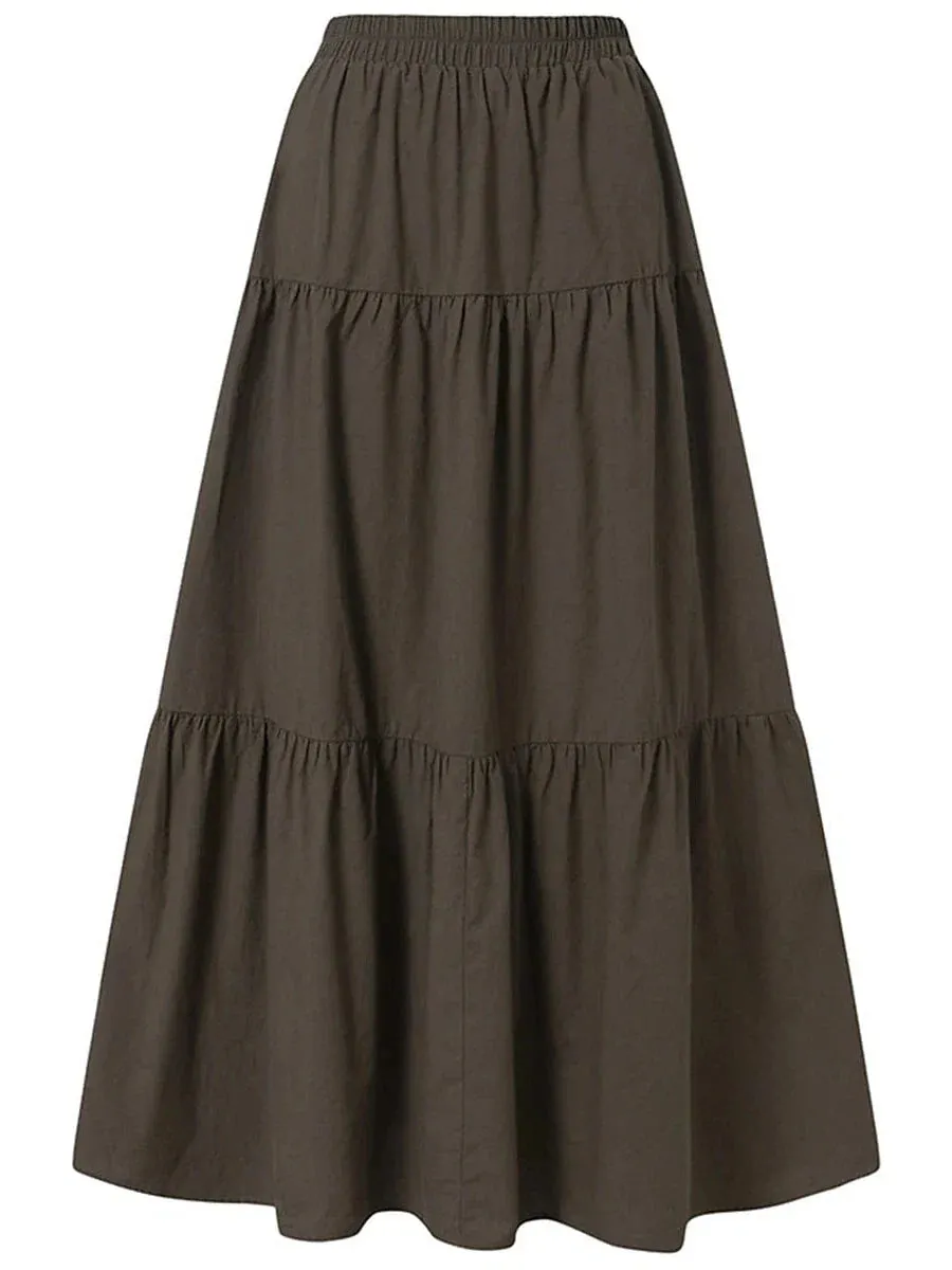 Maxi Cotton Skirt for Women in Black, Wine, Purple, and Brown