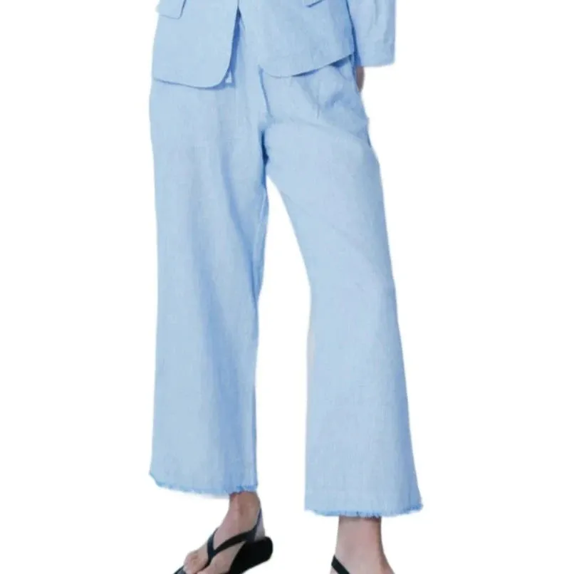 Melissa Nepton June Gaucho Pant - Blue Text Stripe