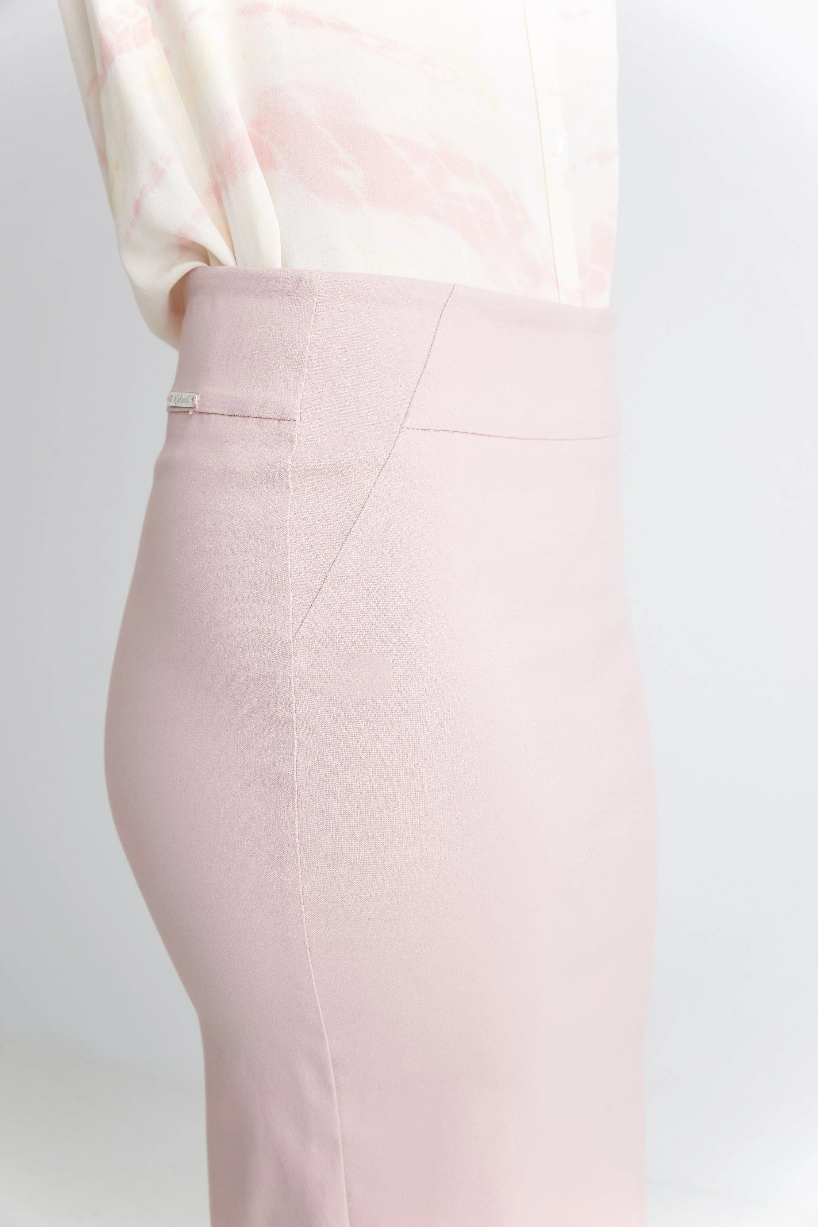 Midi Pencil Skirt with Pull-on Style Design