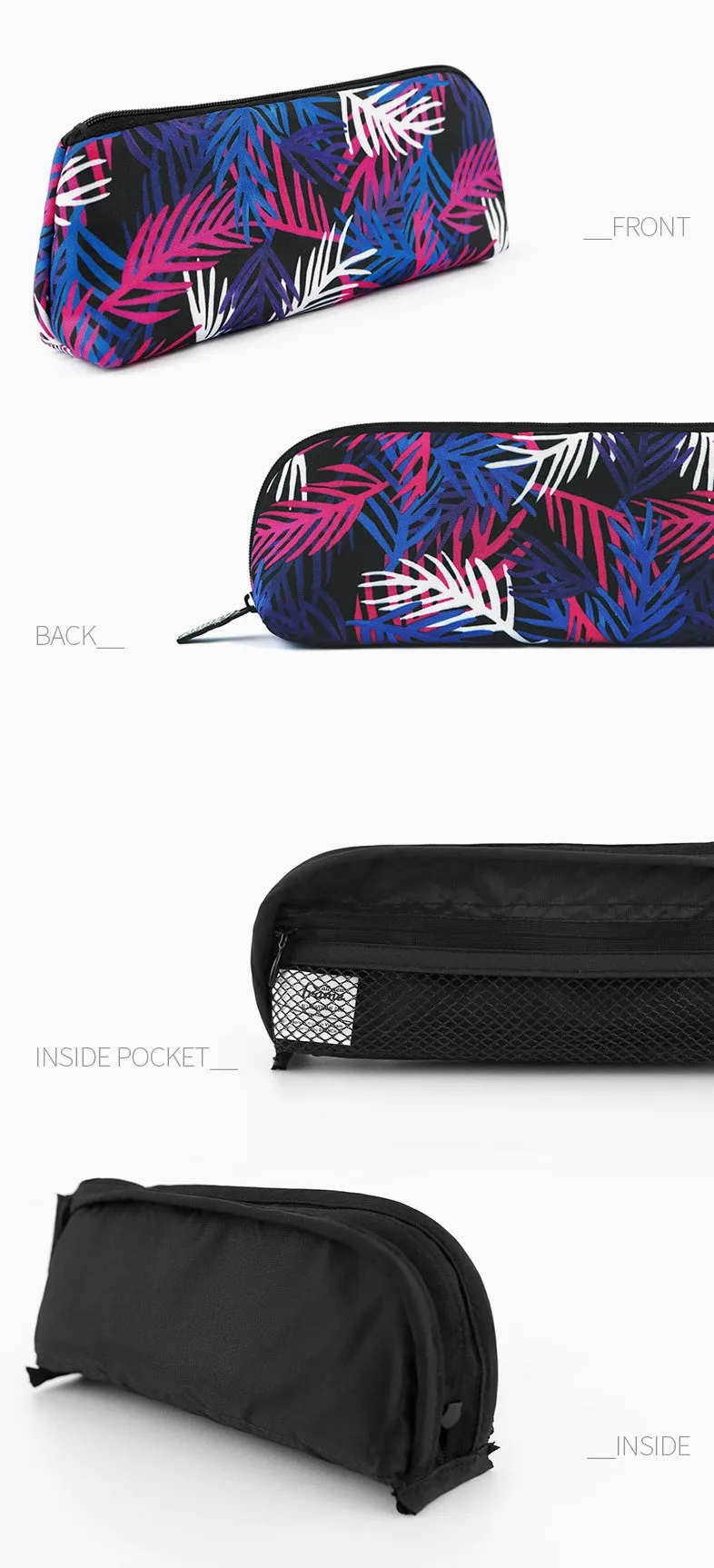 Multi-colored Black Purple Blue Tropical Floral Flower Graphic Pencil Cases Stationery Zipper School 19cm Office organizers cosmetic pouches Gifts Bags Purses