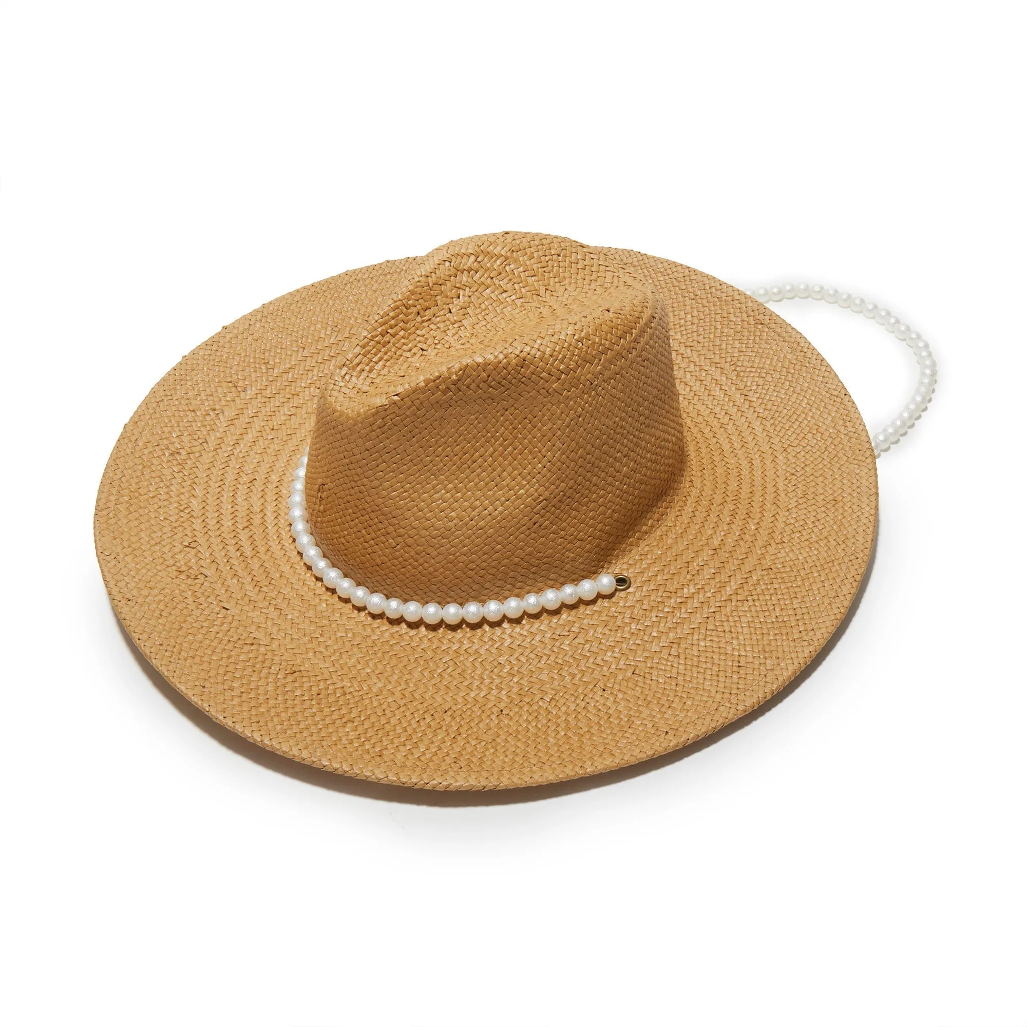 NATURAL PEARL STRAND STRAW HAT