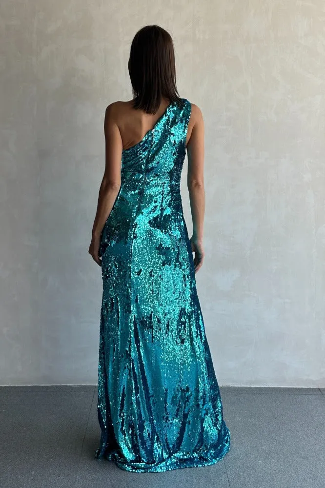 One Shoulder Sequined Dress