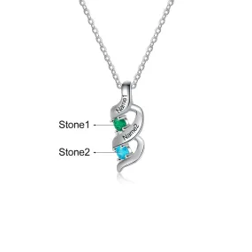 Personalized 2 Stones Twisted Pendant