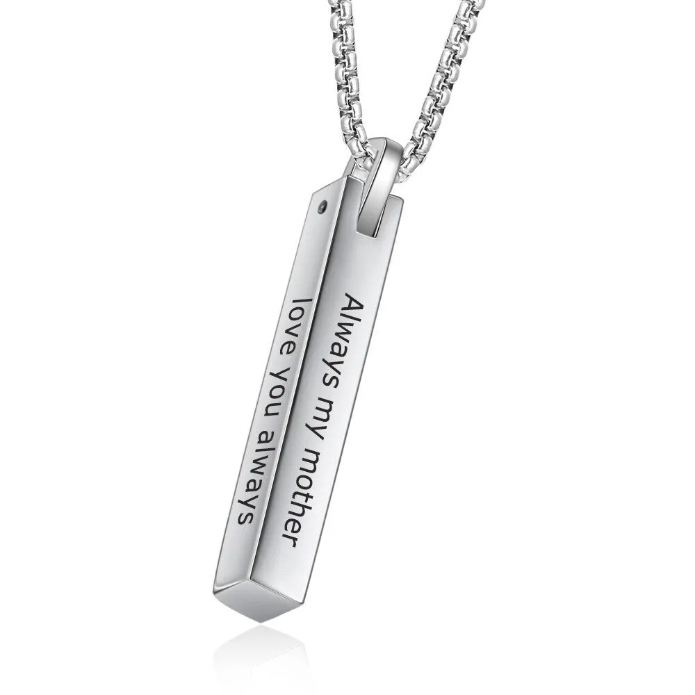 Personalized Engraving 4 Sides Pendant Necklace