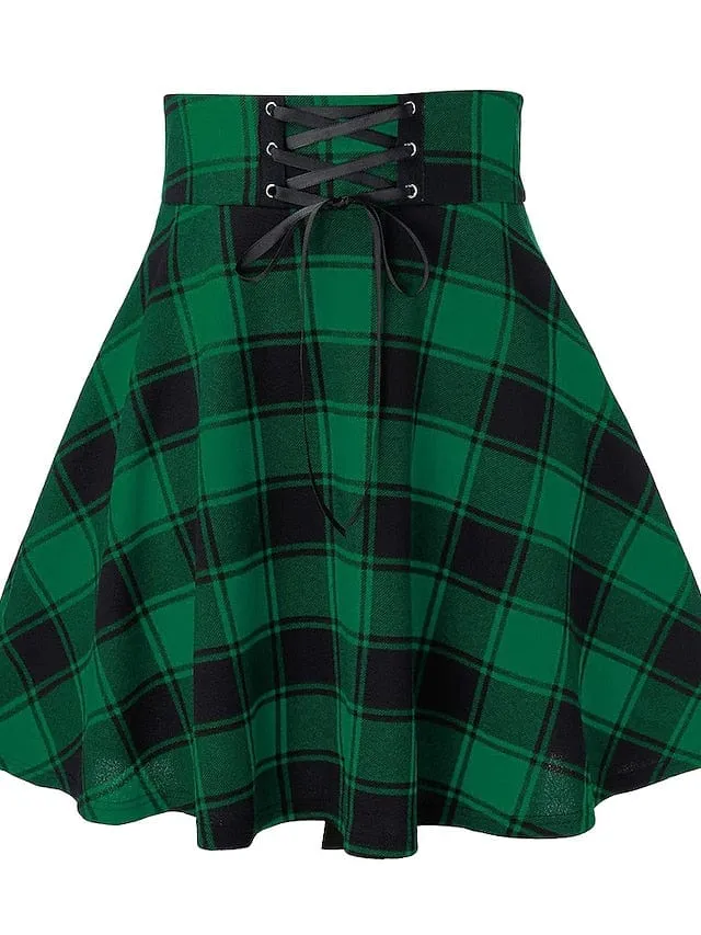 Plaid Mini Skirt for Women in Black, White, Red, and Green - Spring & Summer Casual Party Halloween S M L