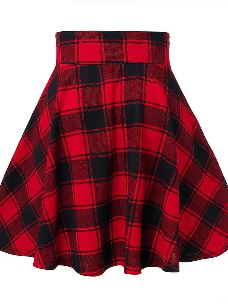 Plaid Mini Skirt for Women in Black, White, Red, and Green - Spring & Summer Casual Party Halloween S M L