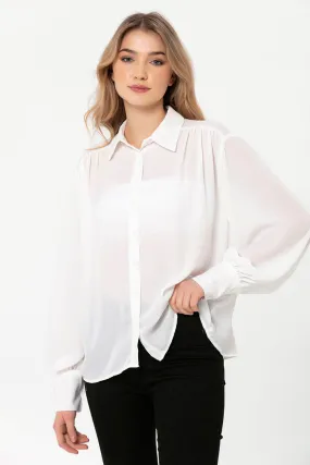 PLEATED BUTTON DOWN