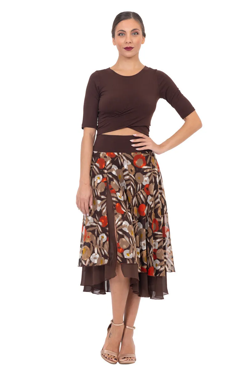 Poppy Print Georgette Two-layer Skirt