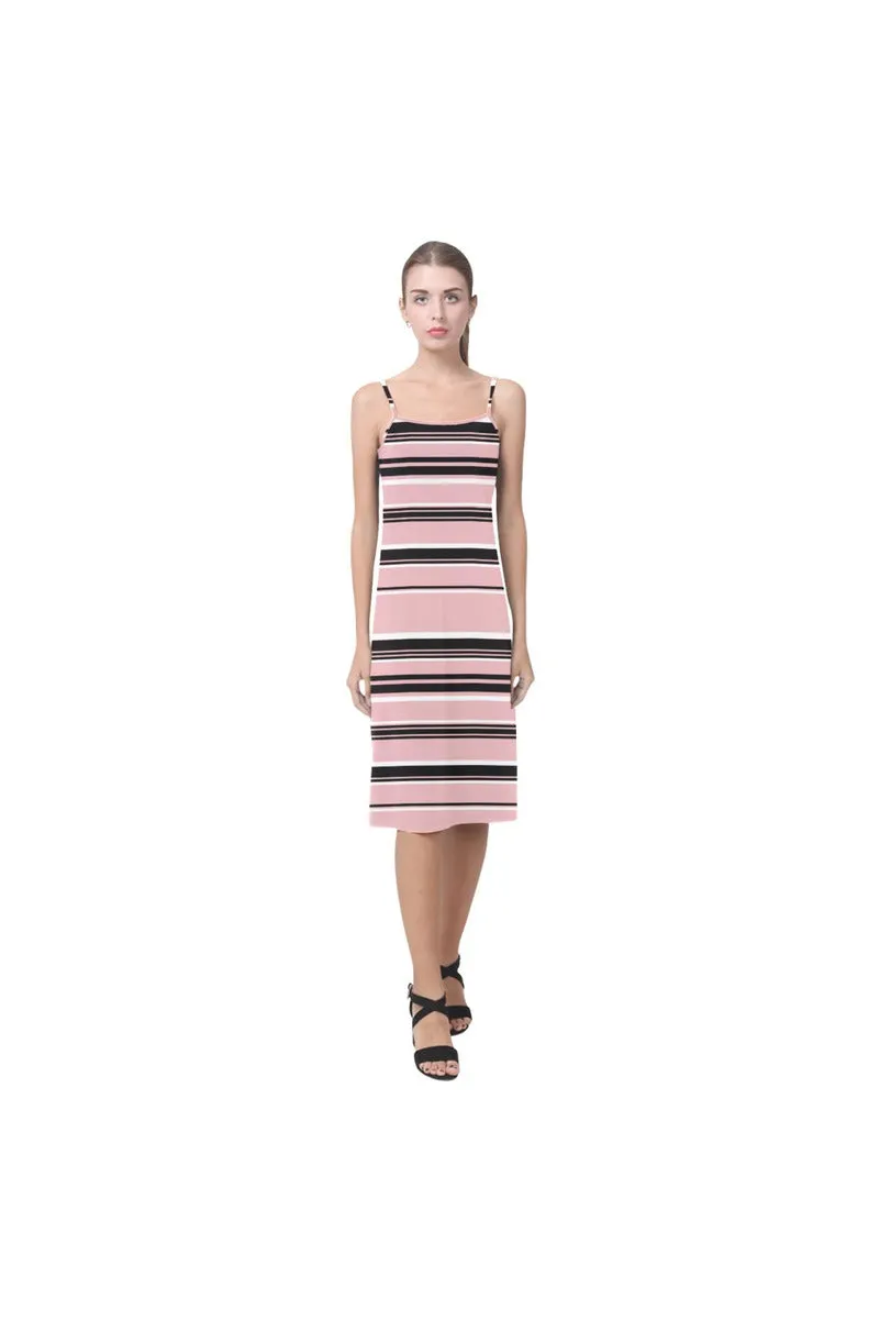 Pressed Rose & Black and White Stripes Alcestis Slip Dress (Model D05)