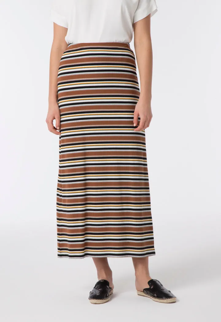 Ribbed Stripes A-Line Skirt