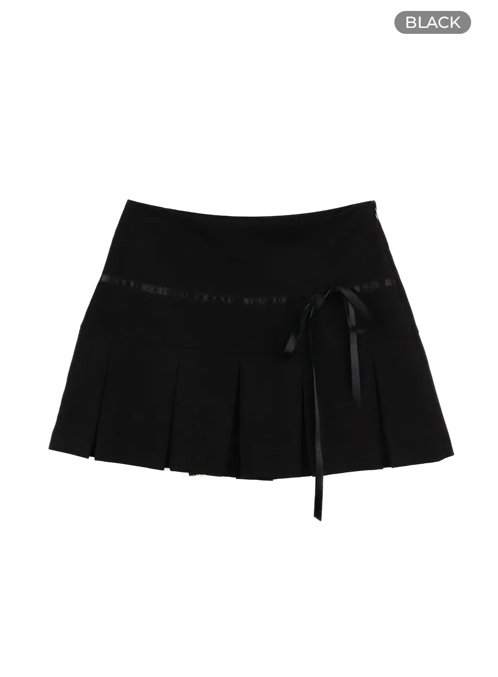 Ribbon Half-Pleated Mini Skirt CM426