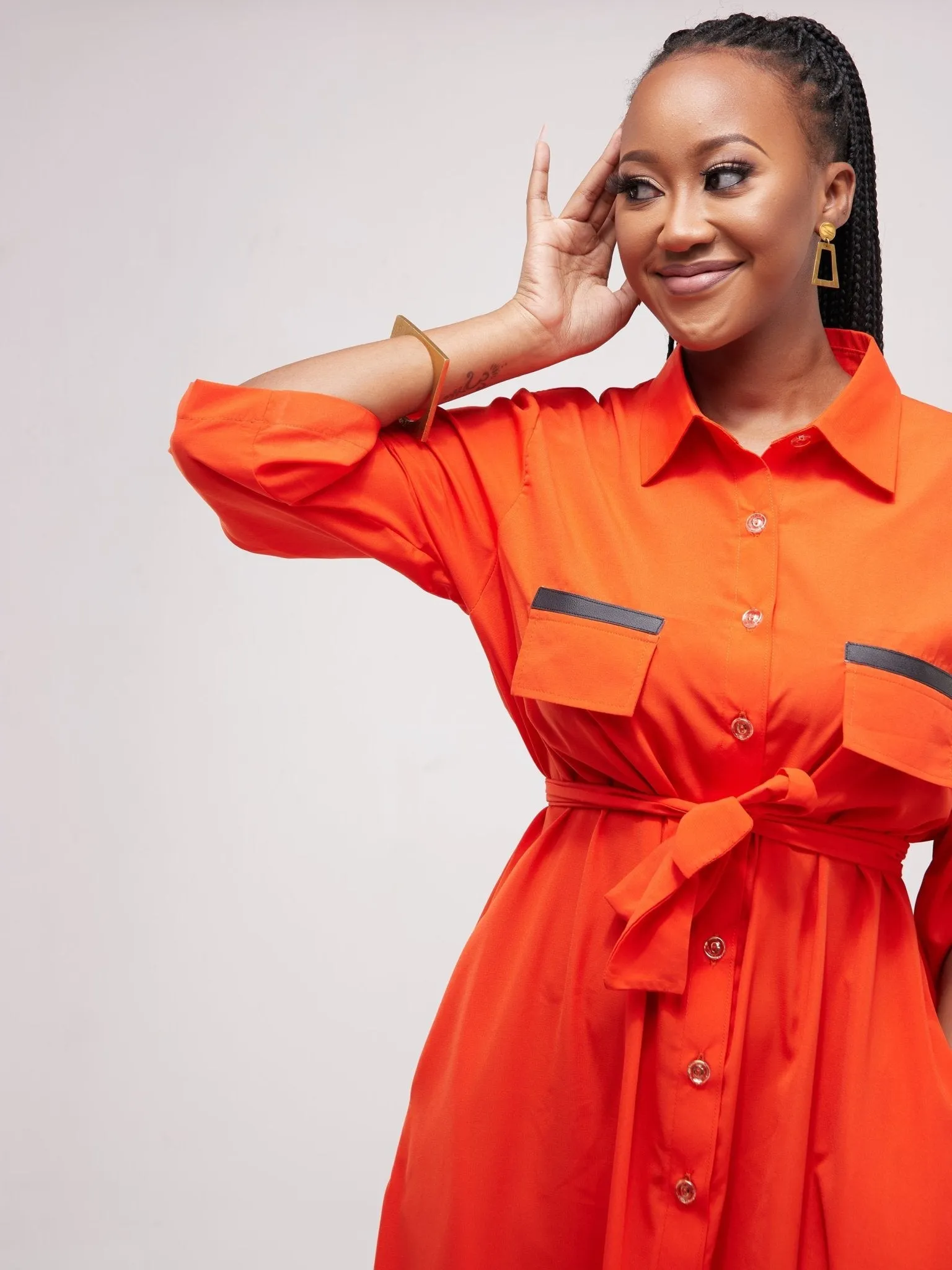 Salok Rave Shirt Dress - Orange