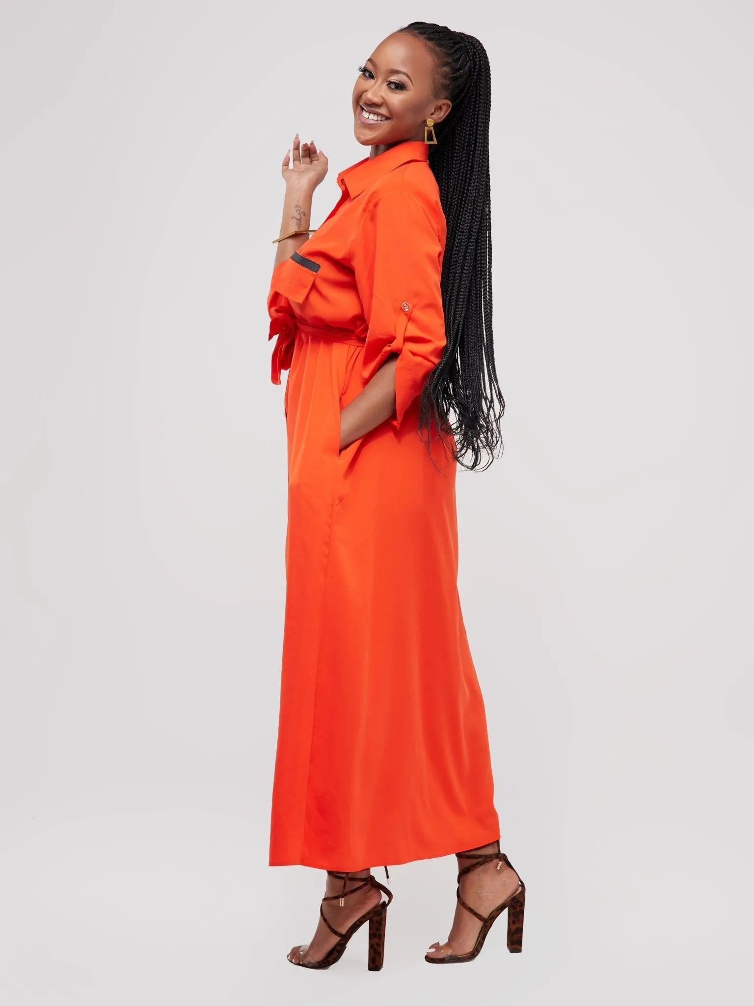 Salok Rave Shirt Dress - Orange