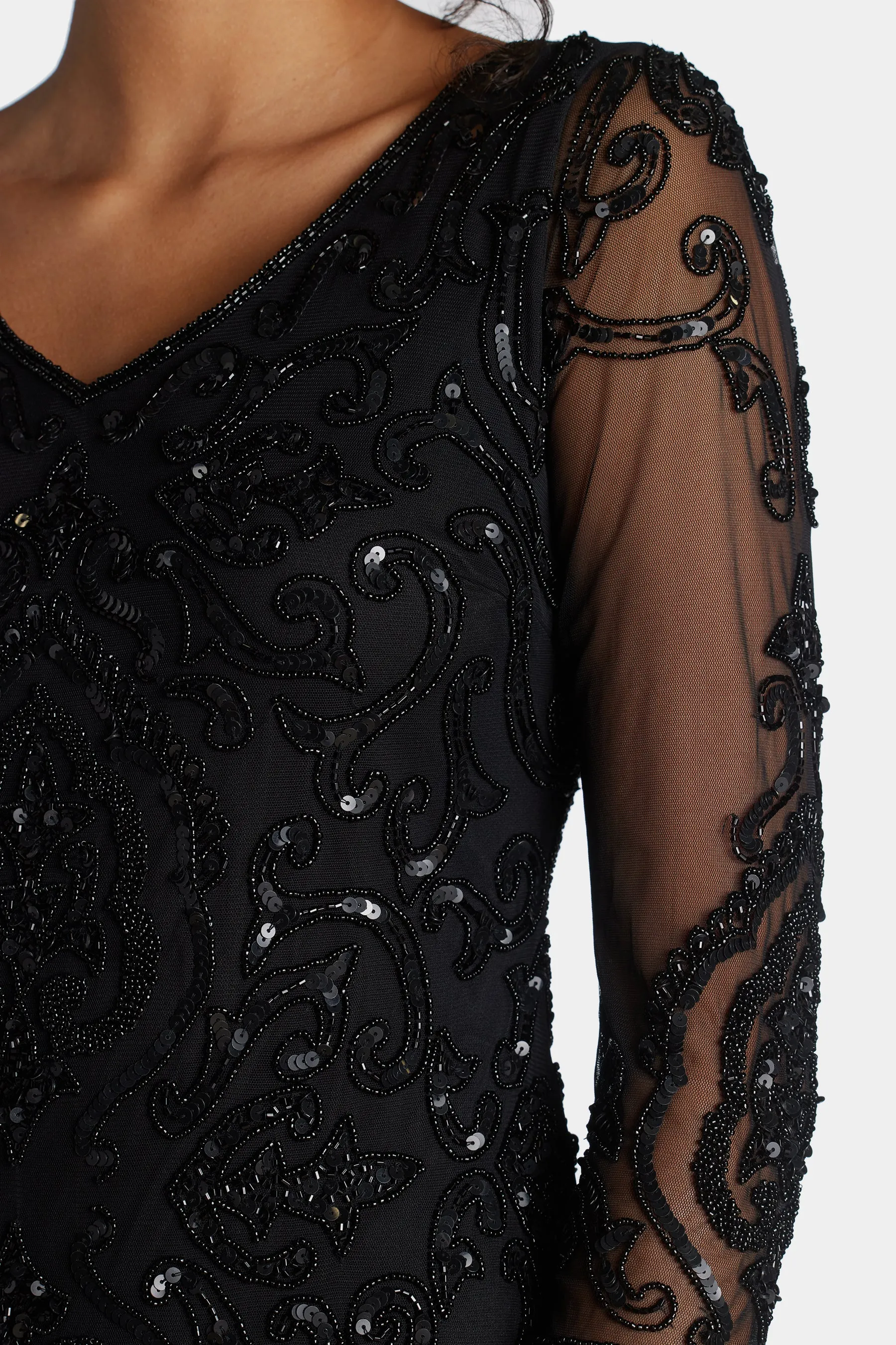 Sequin Bead Embellished Midi Dress