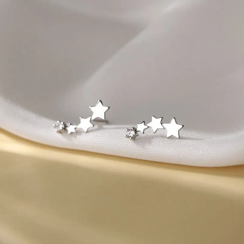 Silver Star Stud Earrings For Women