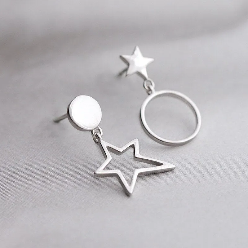 Silver Star Stud Earrings For Women