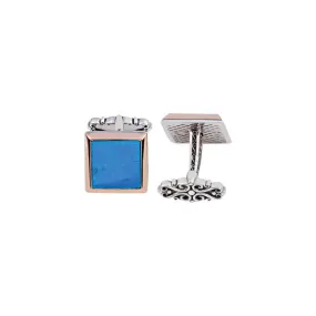 Silver Turquoise Stone Straight Cufflinks