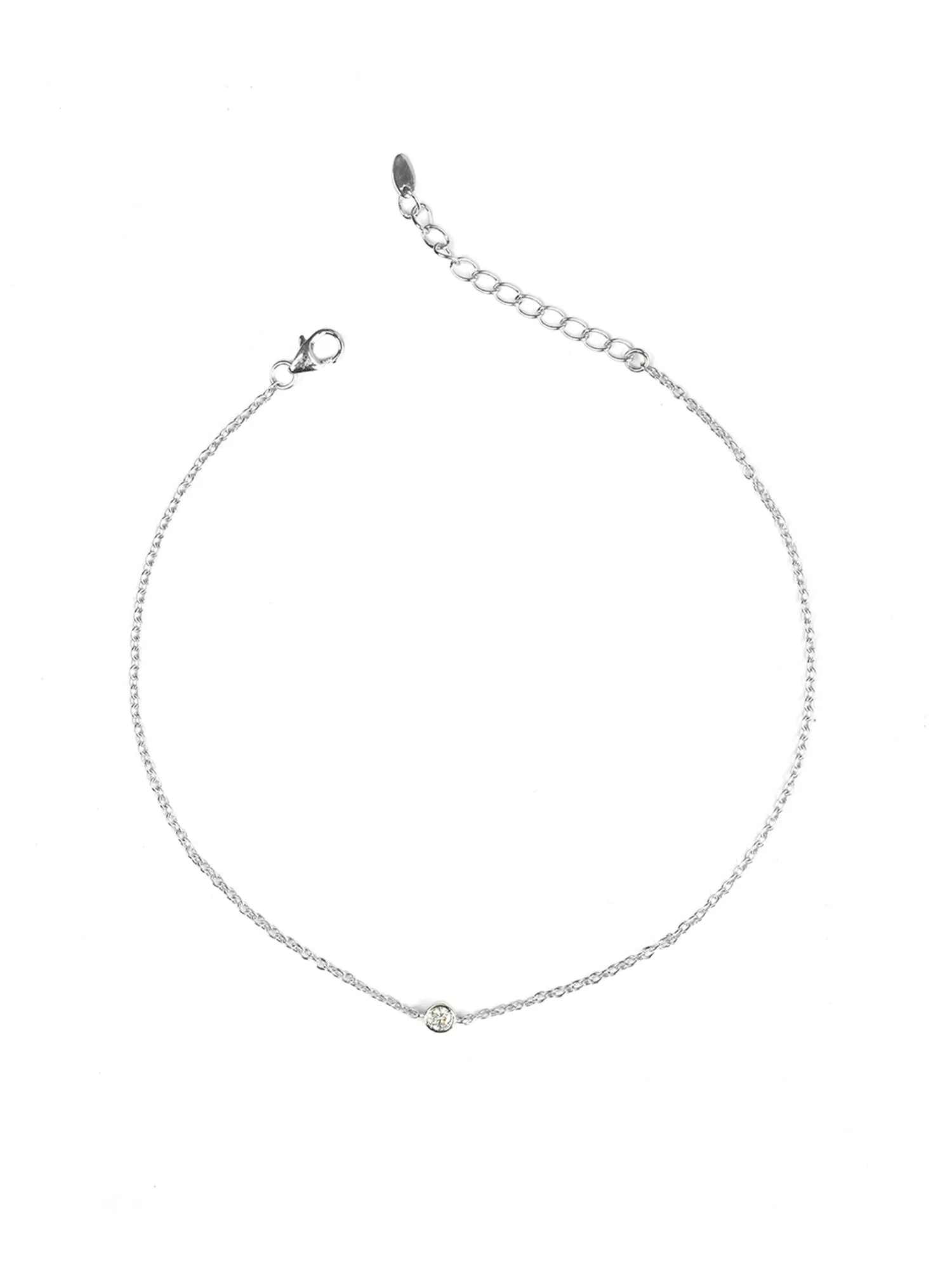 Single Solitaire Pure Silver Anklet For Women