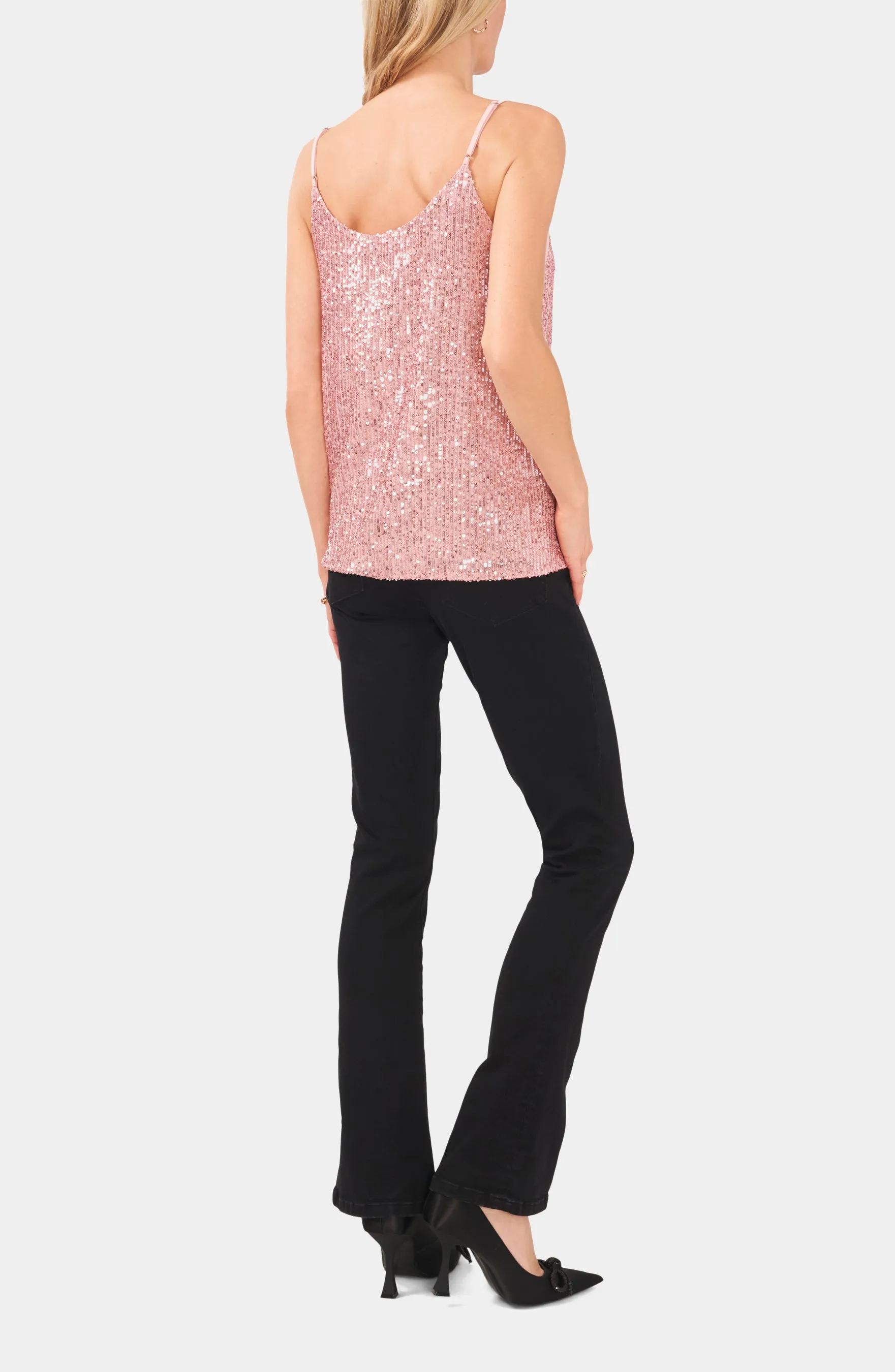 Sleeveless Sheer Sequin Cami Top