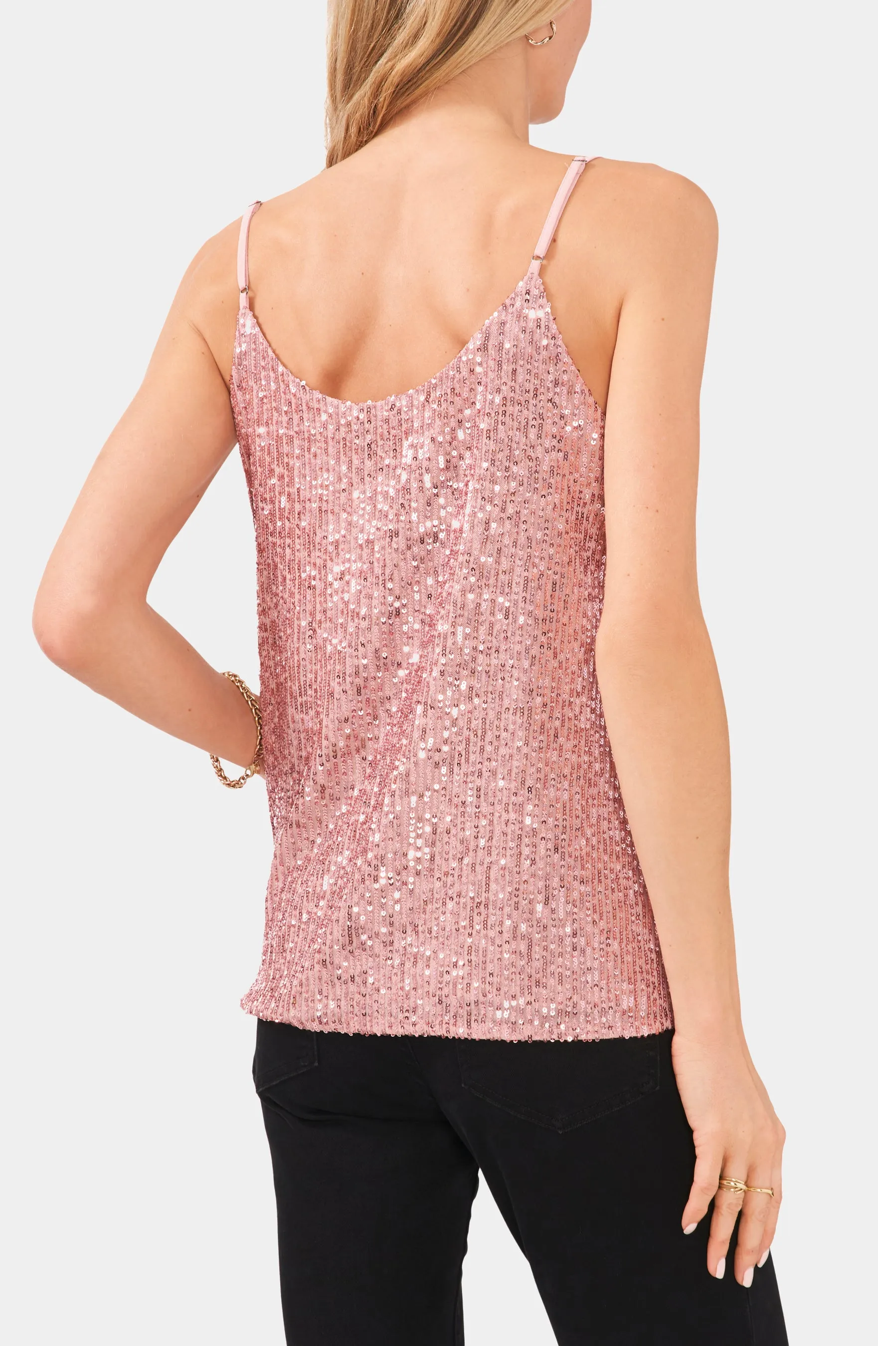 Sleeveless Sheer Sequin Cami Top