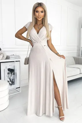 Soft Beige Evening Maxi Dress