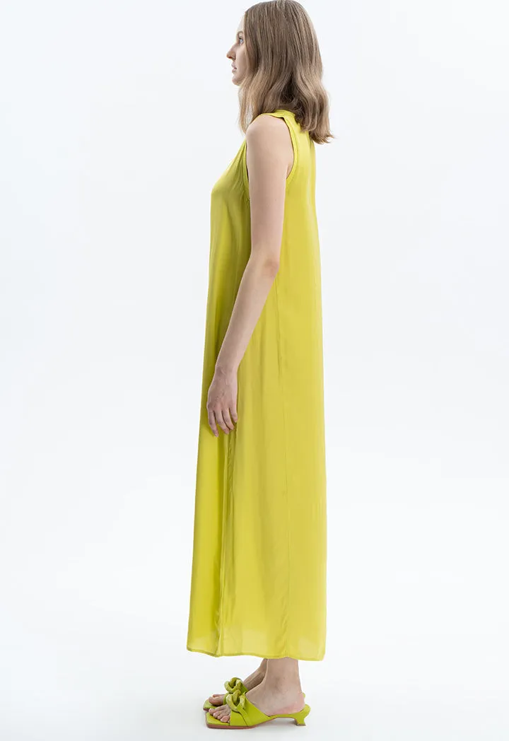 Solid A-line Maxi Sleeveless Dress