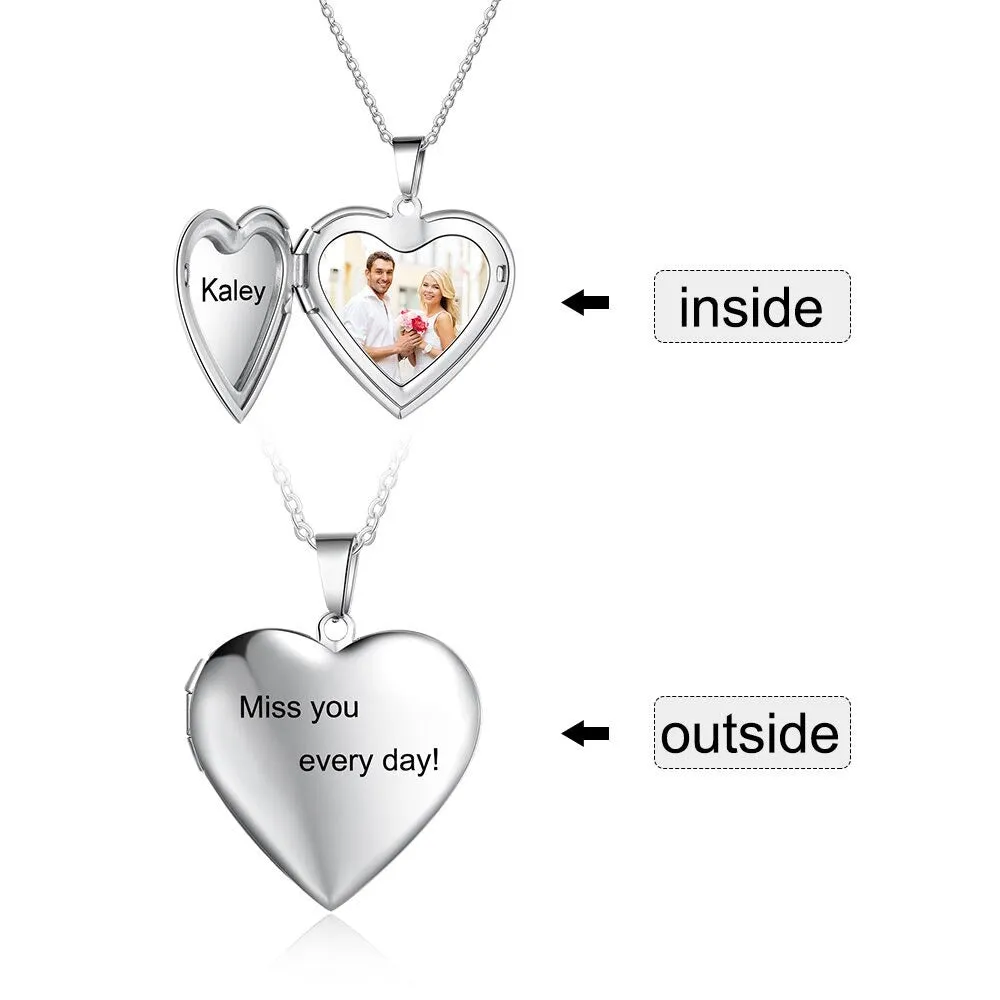 Stainless Steel Photo & Name Engraving Necklace For Women