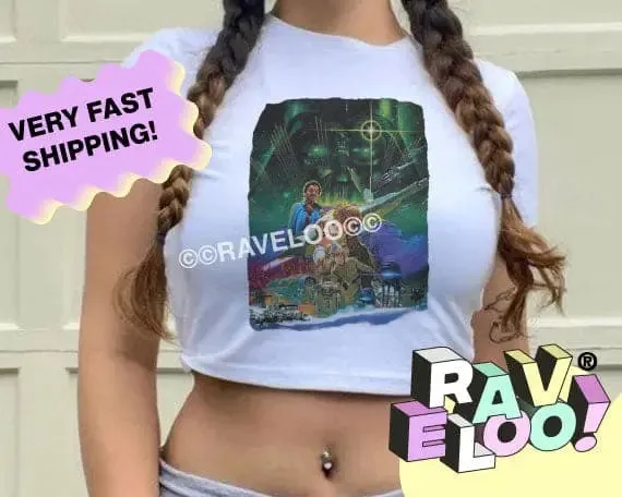 Star Wars Cropped T-Shirt, crop top, y2k aesthetic, y2k clothes, y2k aesthetic top, collared shirt