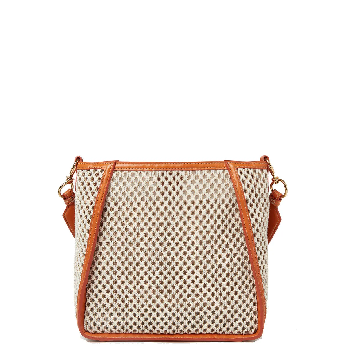 Stella Logo Mini Crossbody Hobo Rope Mesh, Ivory/Beige