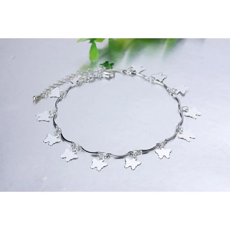 Sterling Silver Chain Pearls Anklets For Women