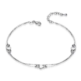 Sterling Silver Heart Shaped Foot Chain Anklets