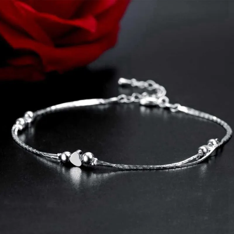 Sterling Silver Heart Shaped Foot Chain Anklets