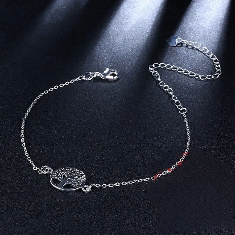 Sterling Silver Tree Of Life Anklet For Women