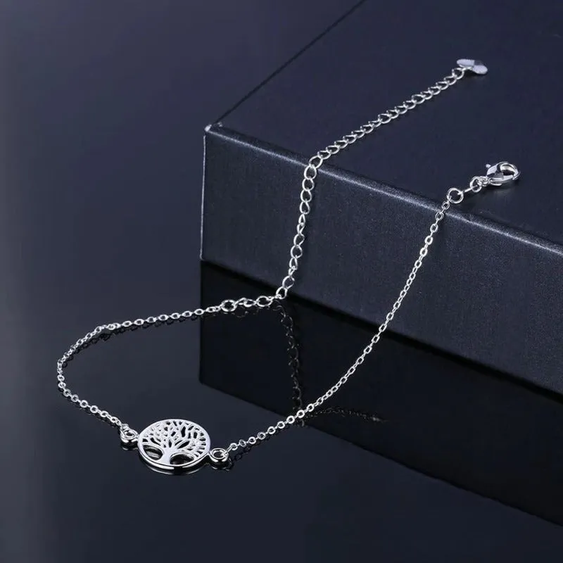 Sterling Silver Tree Of Life Anklet For Women