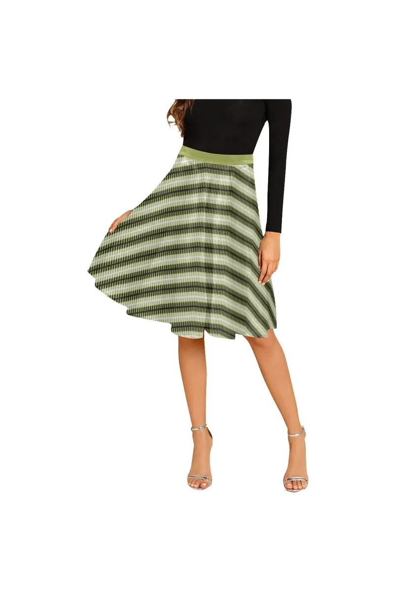 Striped  Melete Pleated Midi Skirt