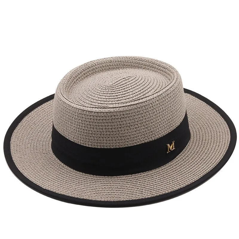 summer sun hat ladies fashion girl straw hat ribbon bow beach hat casual grass flat top panama hat bone womens visor cap