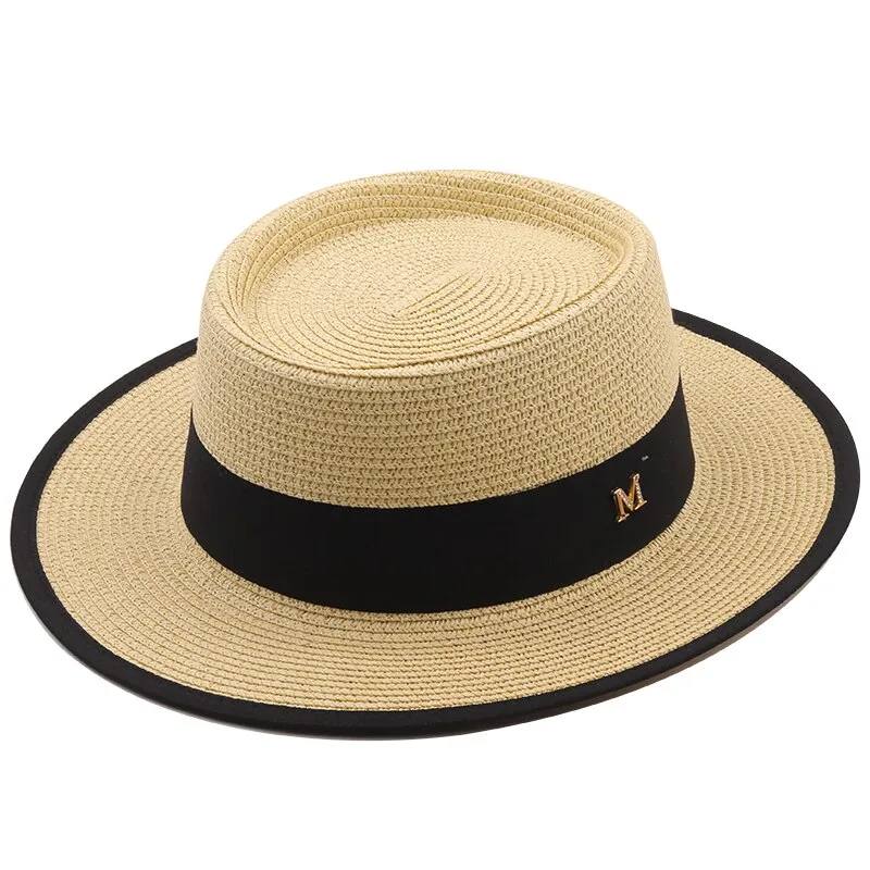 summer sun hat ladies fashion girl straw hat ribbon bow beach hat casual grass flat top panama hat bone womens visor cap