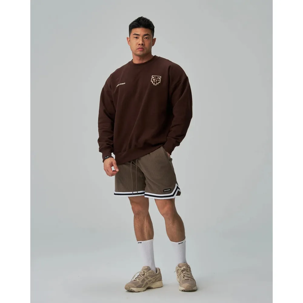 TEAMJOINED TJTC HEAVY STRETCH EMBROIDERED PATCH PULLOVER-BROWN