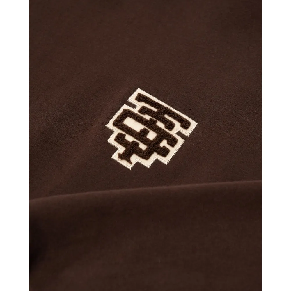 TEAMJOINED TJTC HEAVY STRETCH EMBROIDERED PATCH PULLOVER-BROWN