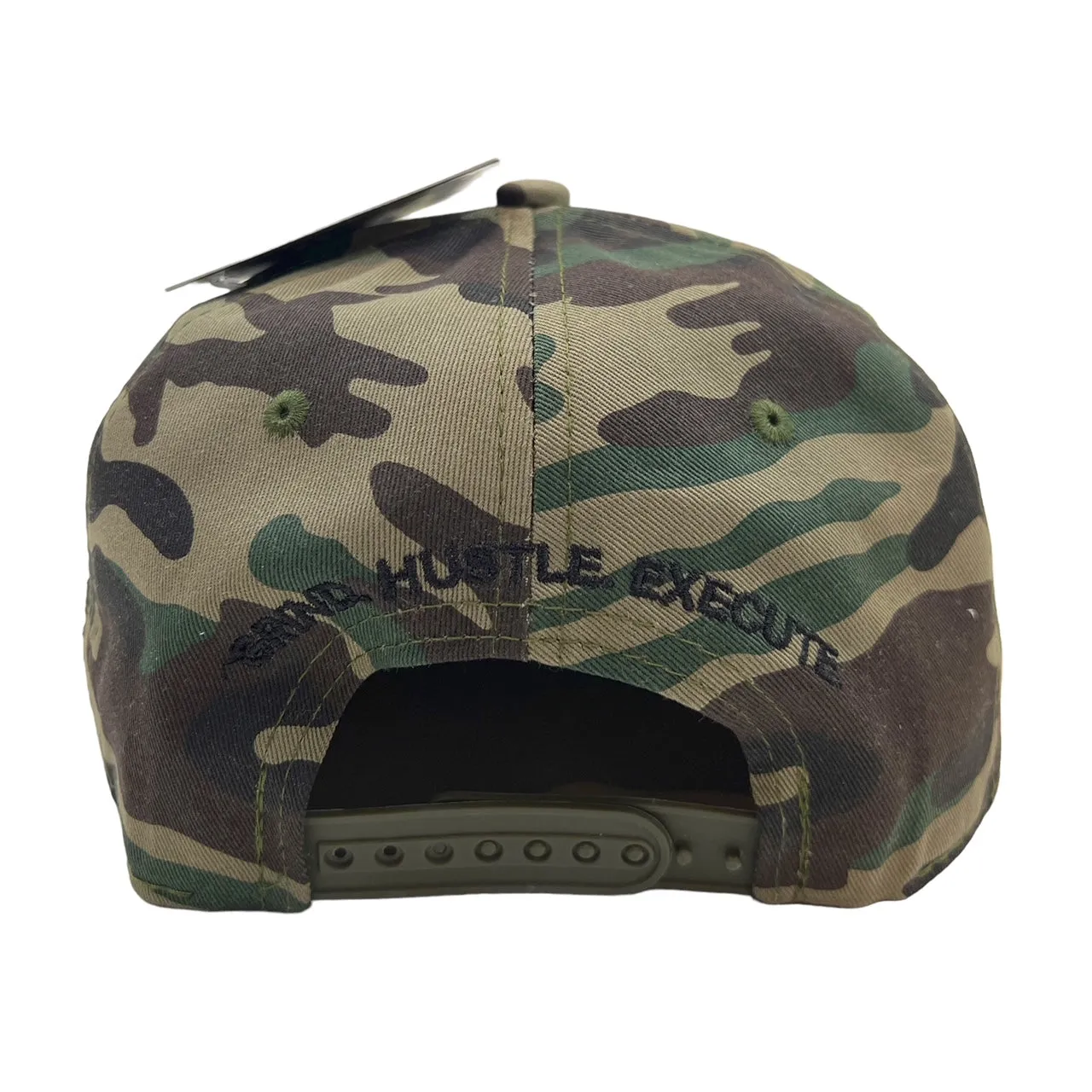 US Cotton Grind Hustle Execute Snapback Hat (Wood Camo) / 2 for $15