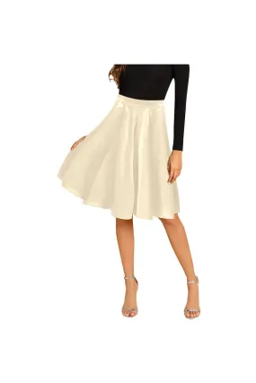 Wheat Colored Melete Pleated Midi Skirt