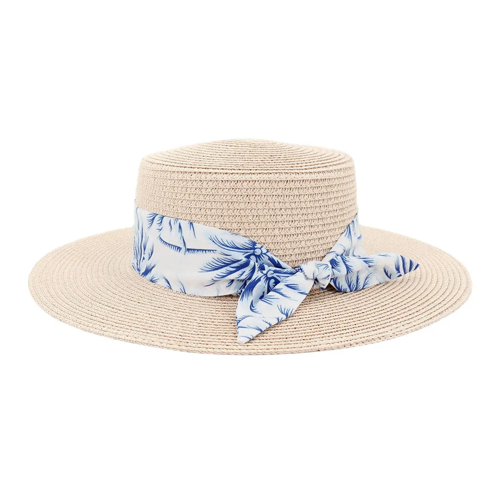 Women Sunscreen Travel Beach Sun Hat Elegant Bowknot Jazz Hat Flat Hat Straw Hat