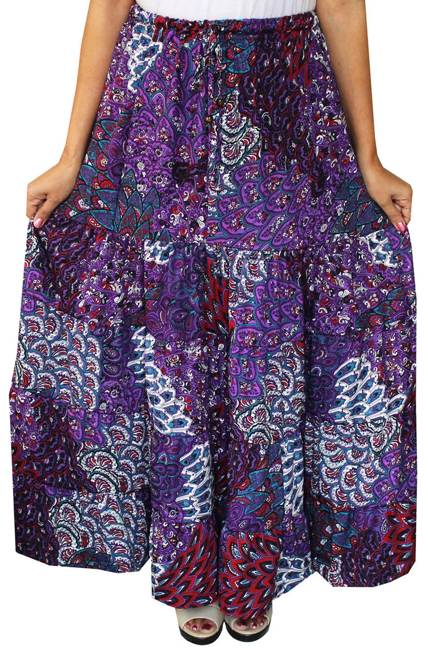 Womens Printed Long Skirt India Apparel (Purple)