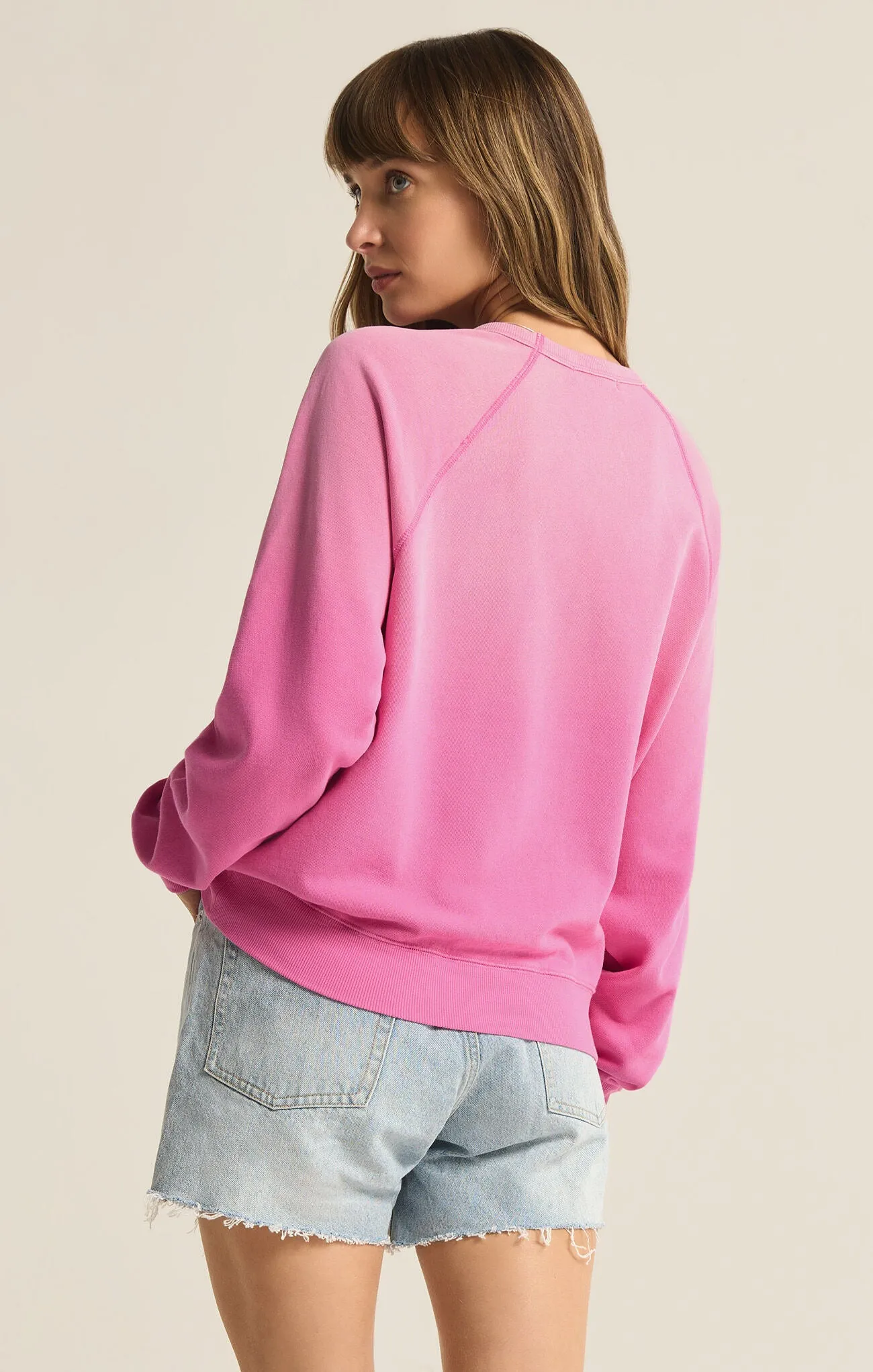 Z Supply Washed Ashore Sweatshirt Heartbreaker Pink